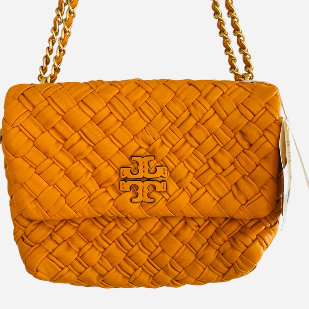 This is a Tory Burch Britten Woven Small Adjustable Shoulder Bag NWT $558.00